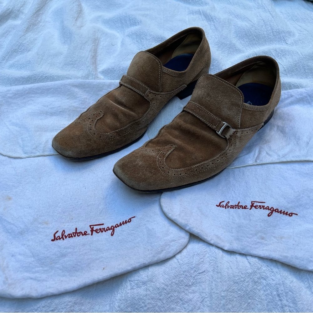 Salvatore Ferragamo Brown Suede Loafers